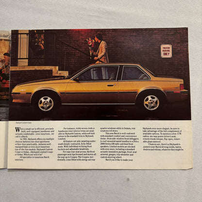 1982 Buick Skyhawk Car Sales Brochure Catalog Coupe Sedan Limited
