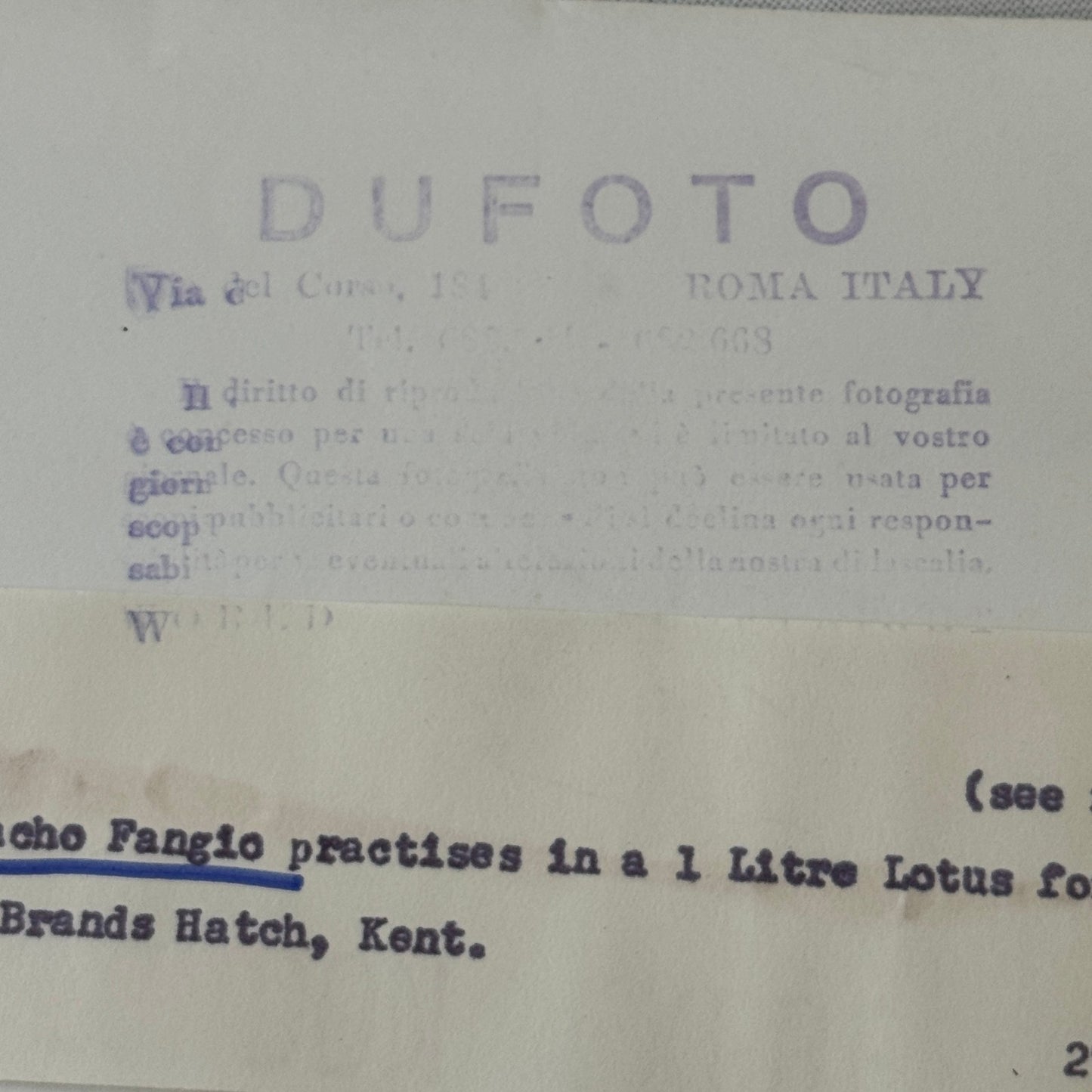 Juan Manuel Fangio Son Cacho Fangio Brands Hatch UK Press Photo Photograph