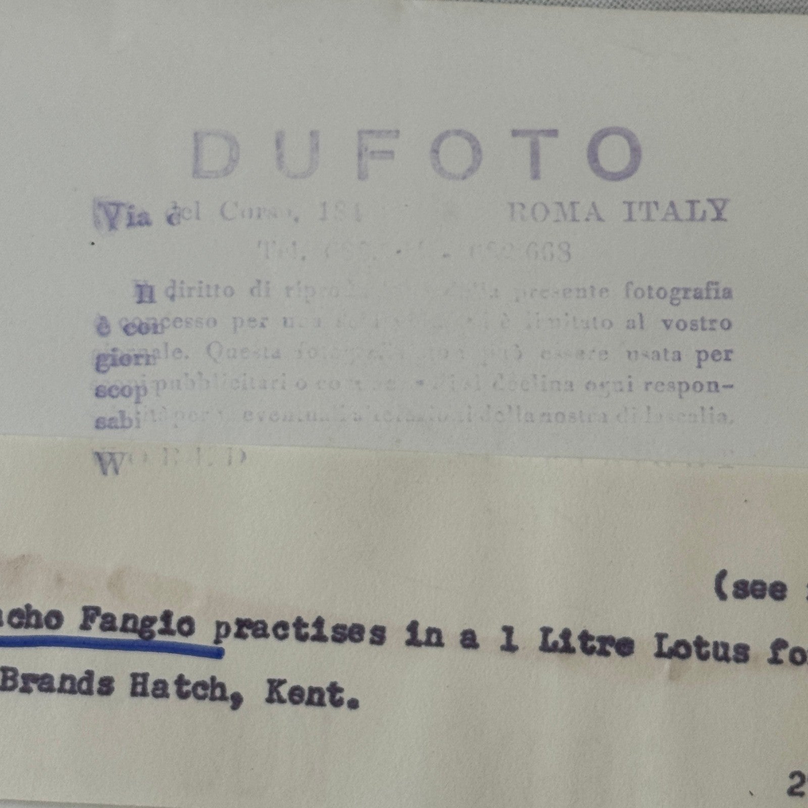 Juan Manuel Fangio Son Cacho Fangio Brands Hatch UK Press Photo Photograph