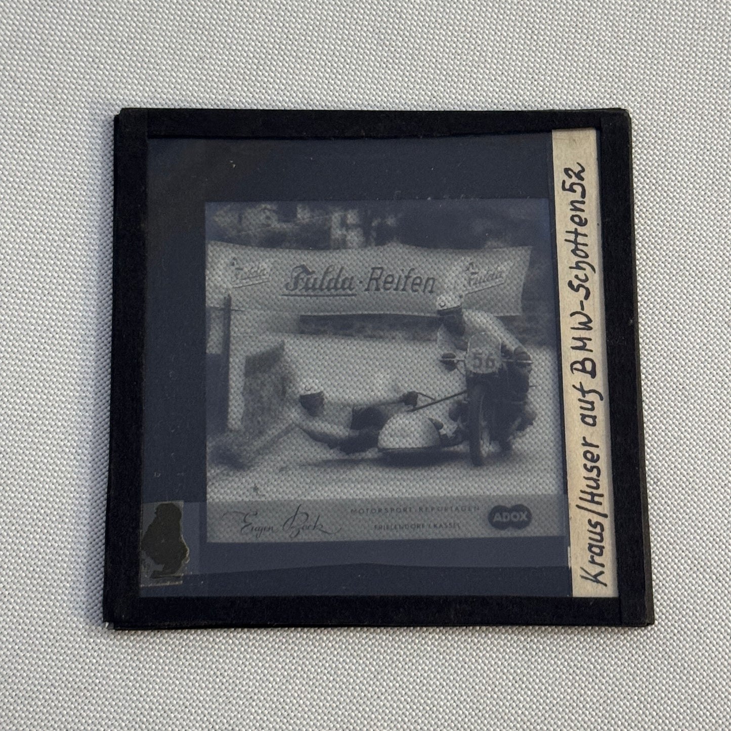 Glass Plate Lantern Slide Motorcycle Sidecar Racing Race German BMW Kraus Huser