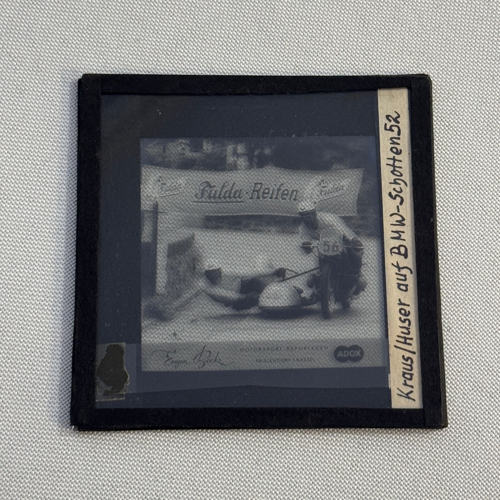 Glass Plate Lantern Slide Motorcycle Sidecar Racing Race German BMW Kraus Huser