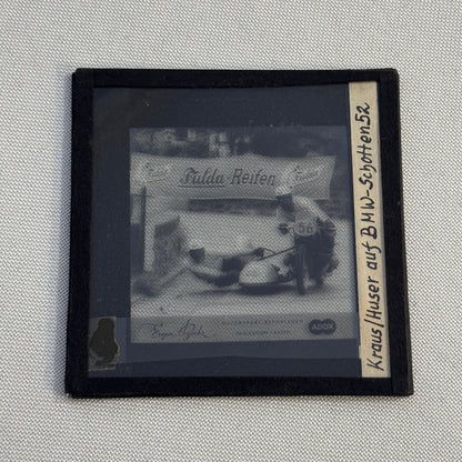 Glass Plate Lantern Slide Motorcycle Sidecar Racing Race German BMW Kraus Huser