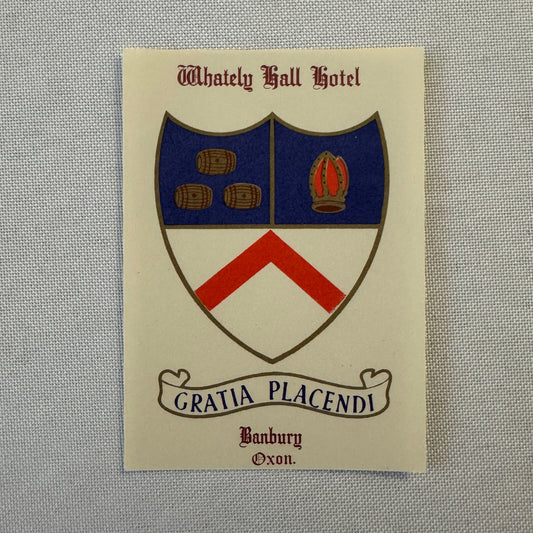 Vintage Hotel Travel Luggage Label Whately Hall Hotel Banbury Oxon England UK