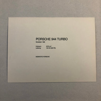 1989 Porsche 944 Turbo Factory Press Photo Photograph Werkfoto