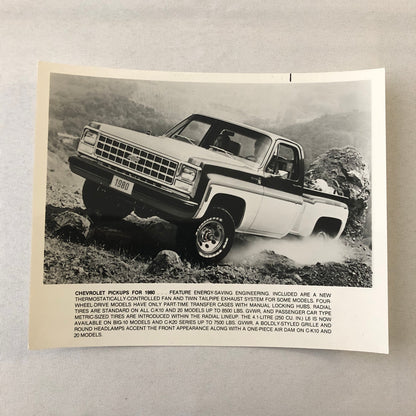 1980 Chevrolet Pickup Press Photo Photograph Print Chevy Pick Up
