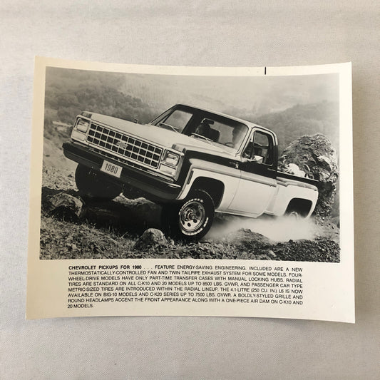 1980 Chevrolet Pickup Press Photo Photograph Print Chevy Pick Up