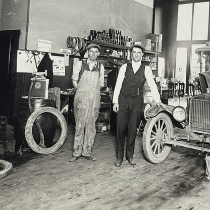 Vintage Auto Shop Photo Mechanic Photograph Car Automobile Modern Print