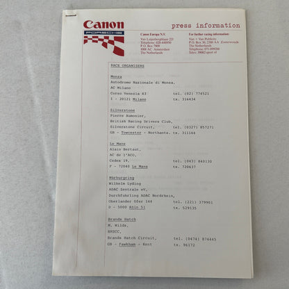1984 Canon Porsche Racing Press Kit Photos Jan Lammers Jonathan Palmer