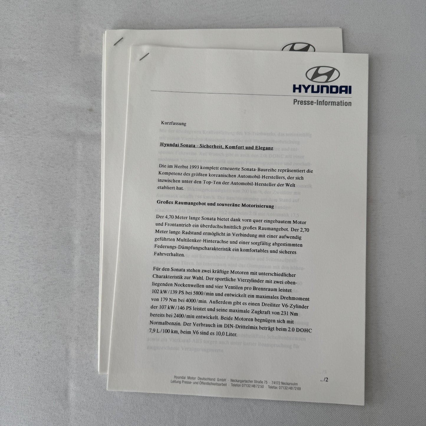 1996 Hyundai Car Press Kit S-Coupe S Coupe Sonata Lantra Accent H100 GERMAN