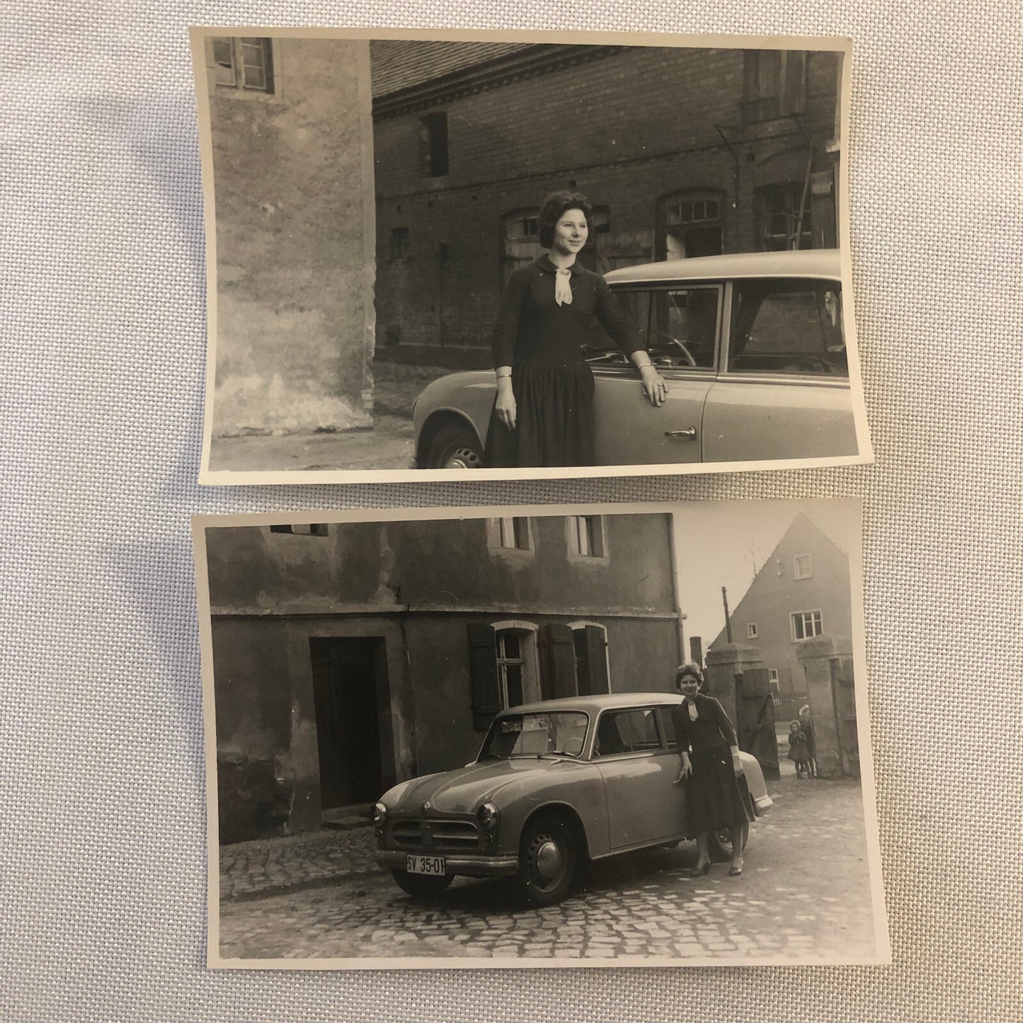 Vintage Photo Photograph Snapshot Lot of 2 Woman with Car Germany 1956 AL22SM1