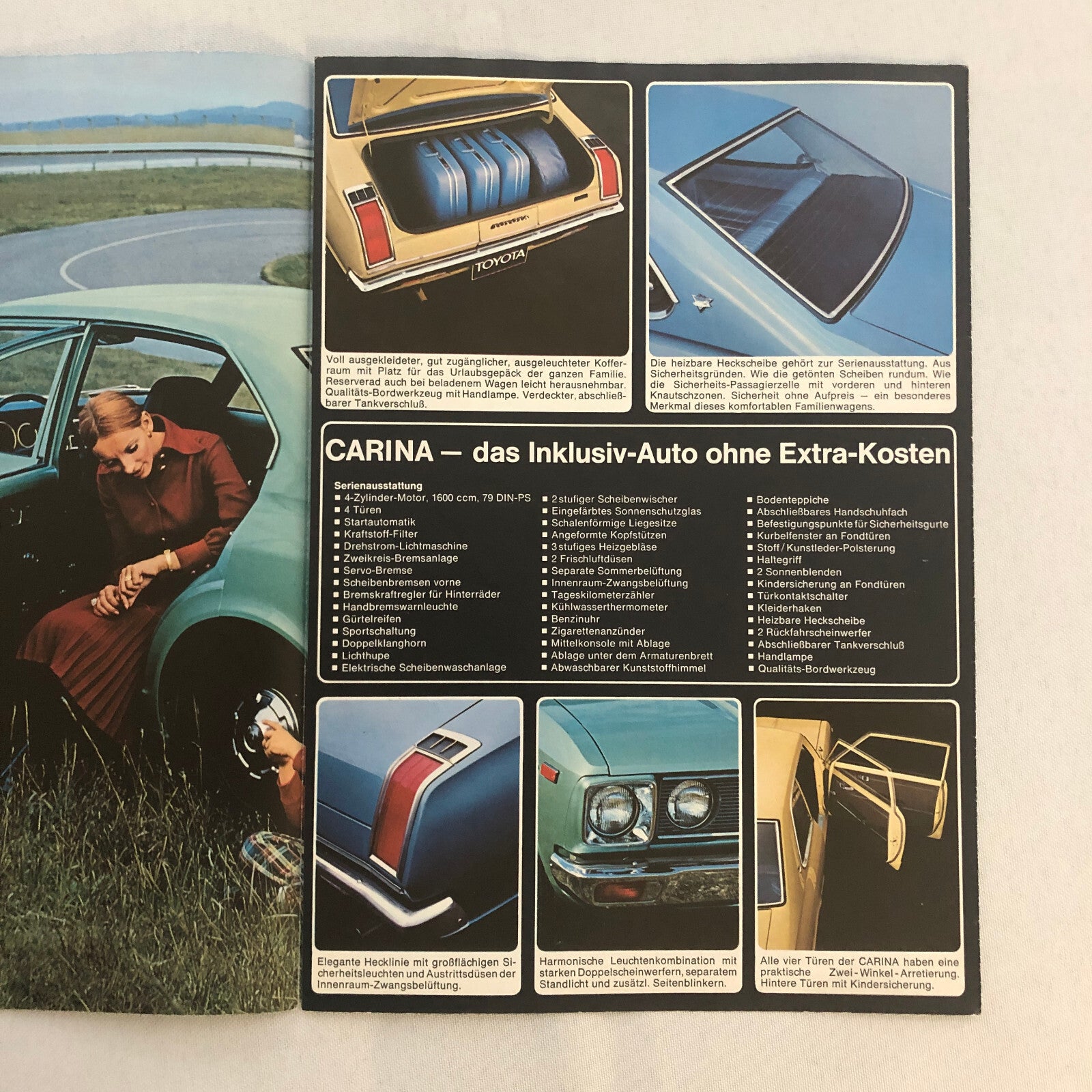 Toyota Carina 1600 Car Sales Brochure Catalog GERMAN Text European Market 1972