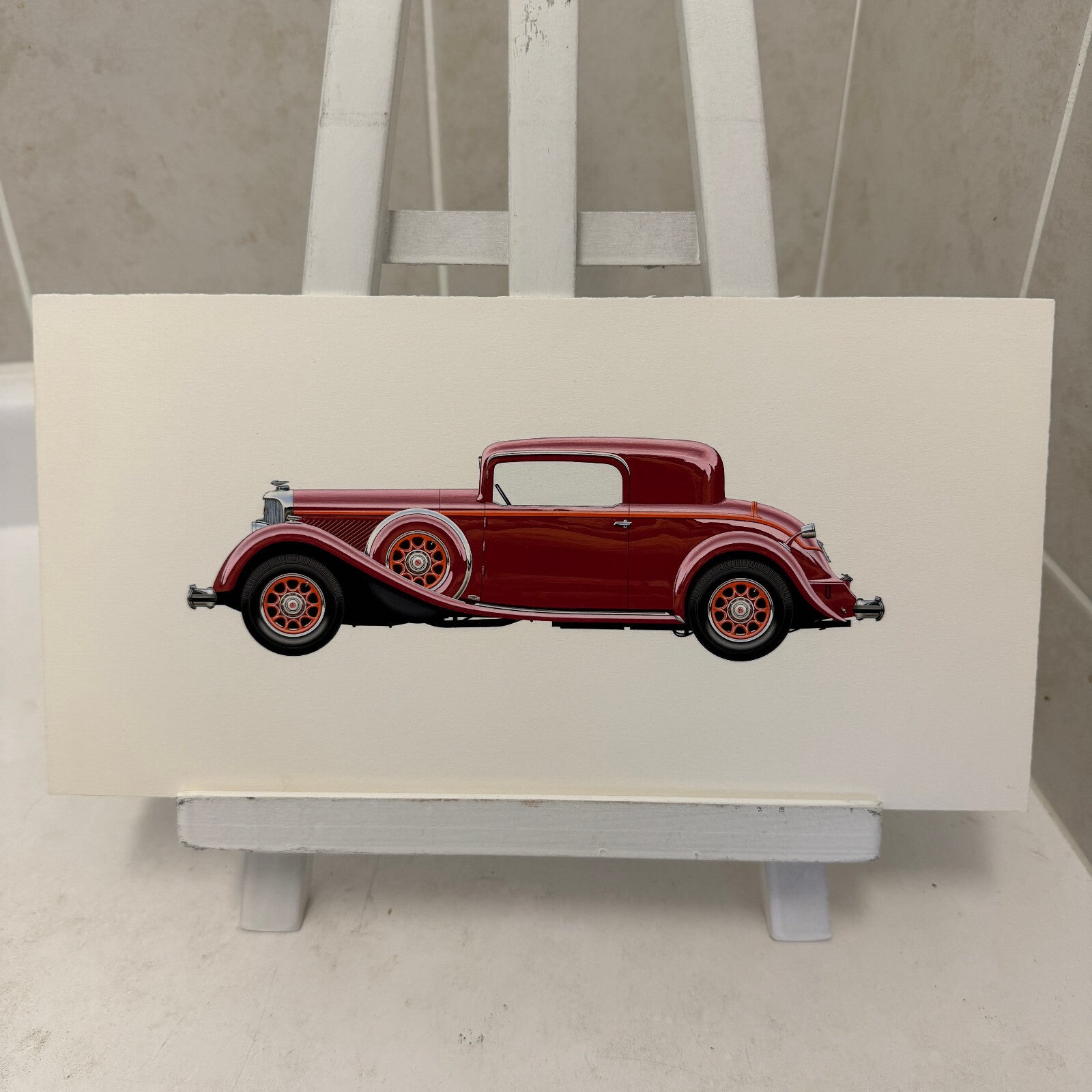 1933 Panhard 6 DS Coupe Car Illustration Art Drawing Hand Drawn