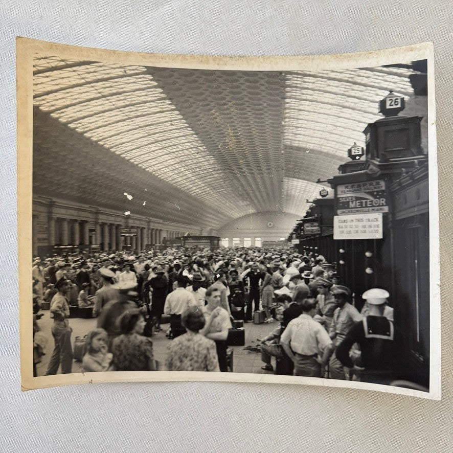 Vintage Railroad Station Photo Photograph Lot Washington DC Crowd People 5x