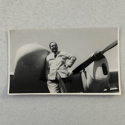 Man with Vintage Airplane Aircraft Plane Photo Photograph
