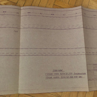Vintage Porsche Reutter & Co Coachbuilder Factory Part Blueprint Document German