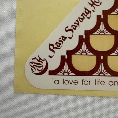 Vintage Travel Luggage Label Sticker Decal Rasa Sayang Hotel Malaysia 1983