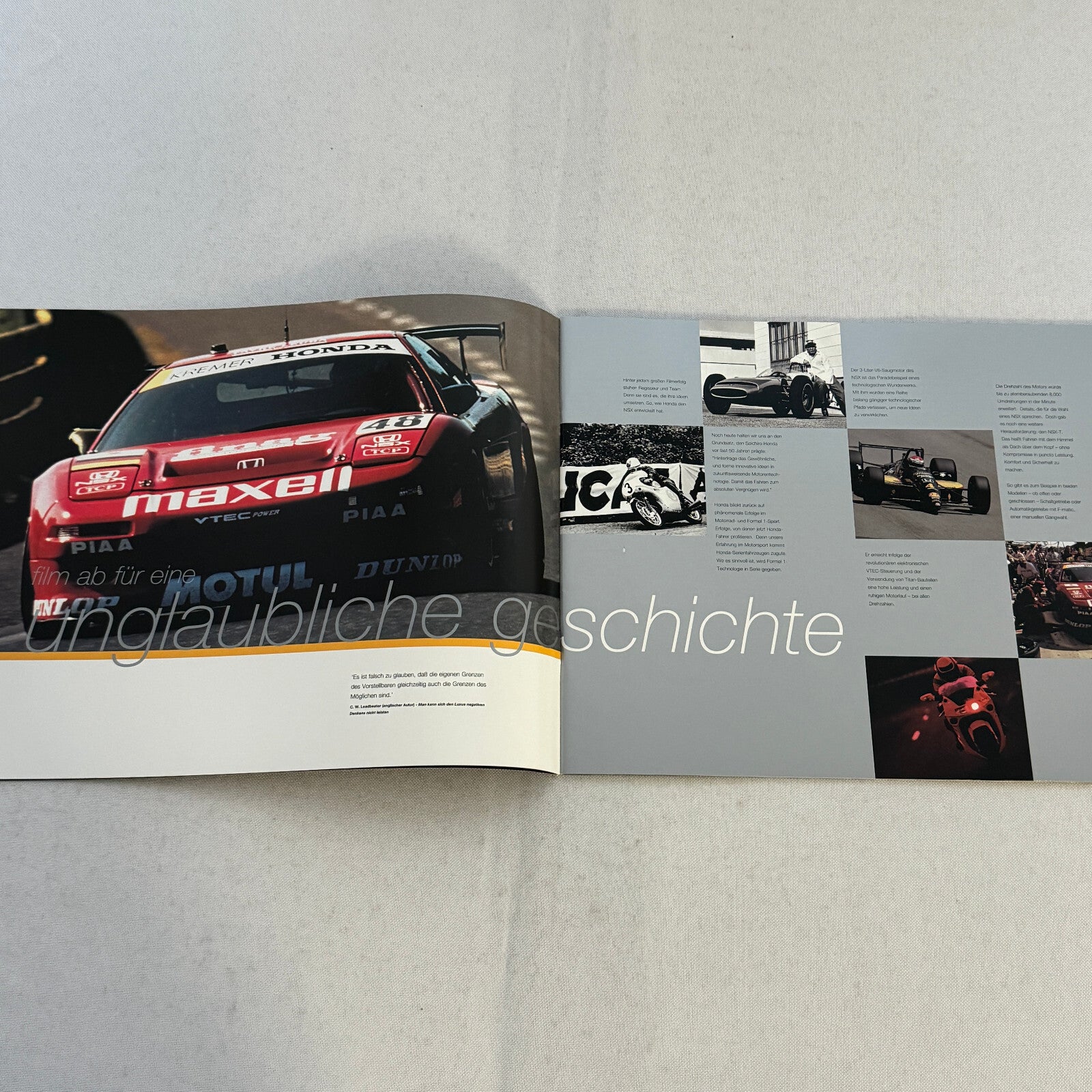 Honda NSX Car Sales Brochure Catalog Advertising GERMAN Text Acura NSX