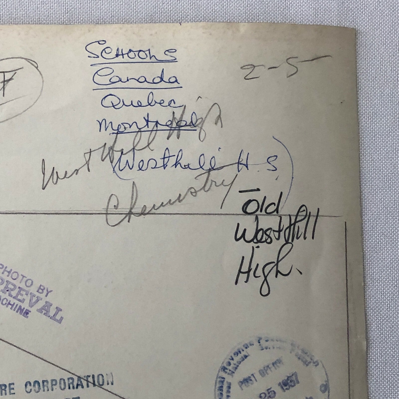 Vintage Montreal High School Photo Photograph Science West Hill Highschool 1937