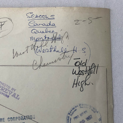 Vintage Montreal High School Photo Photograph Science West Hill Highschool 1937