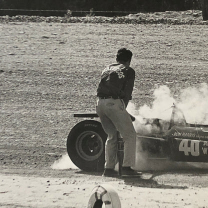 Vintage Car Racing Photo Photograph - Car on Fire - Ron Harris Racing 
