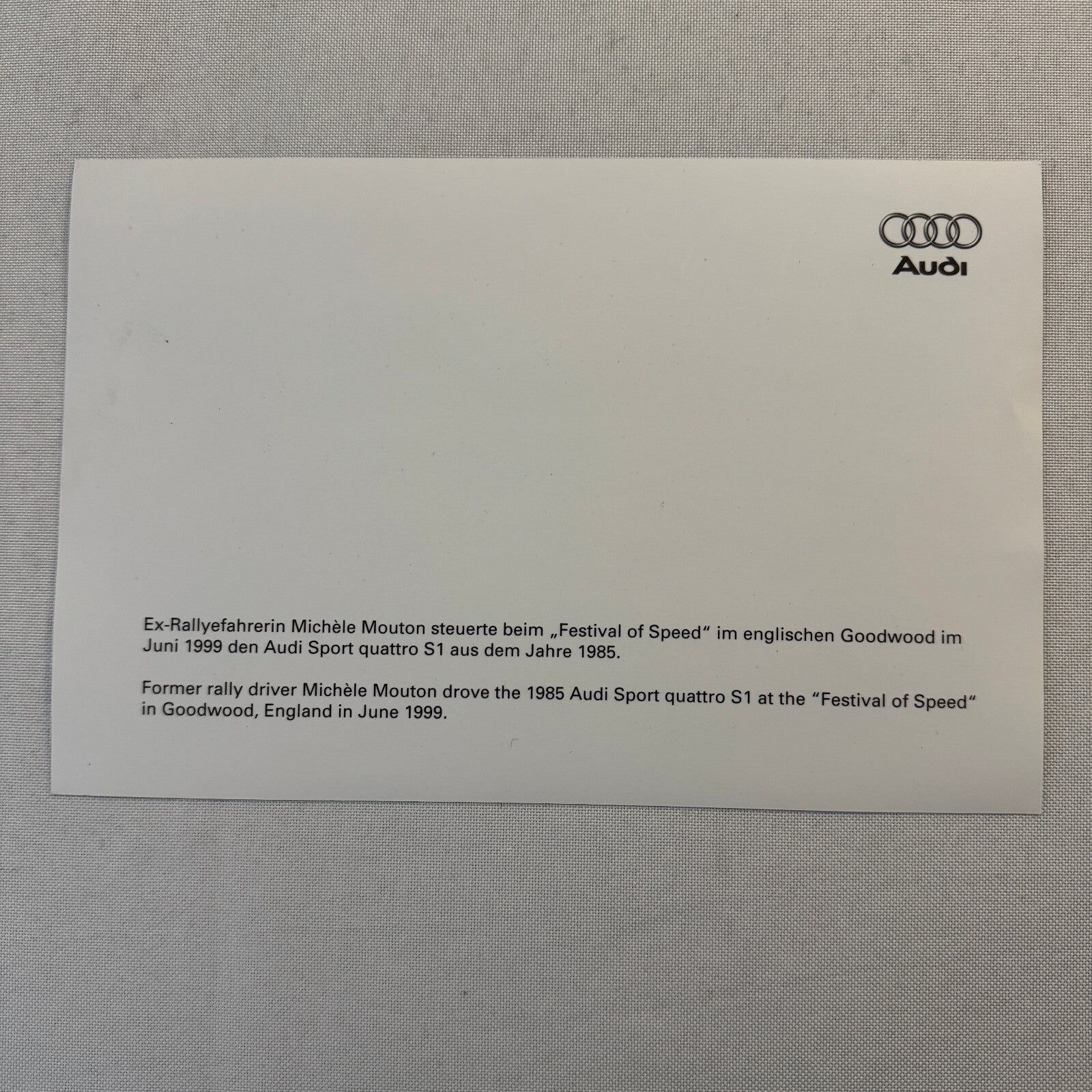 Michele Mouton Racing Driver 1985 Audi Sport Quattro S1 Goodwood 1999 Photo