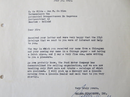 1946 - 1949 Nelsen - Hirschberg Ford Car & Truck Dealer Letter Letterhead Lot 4x