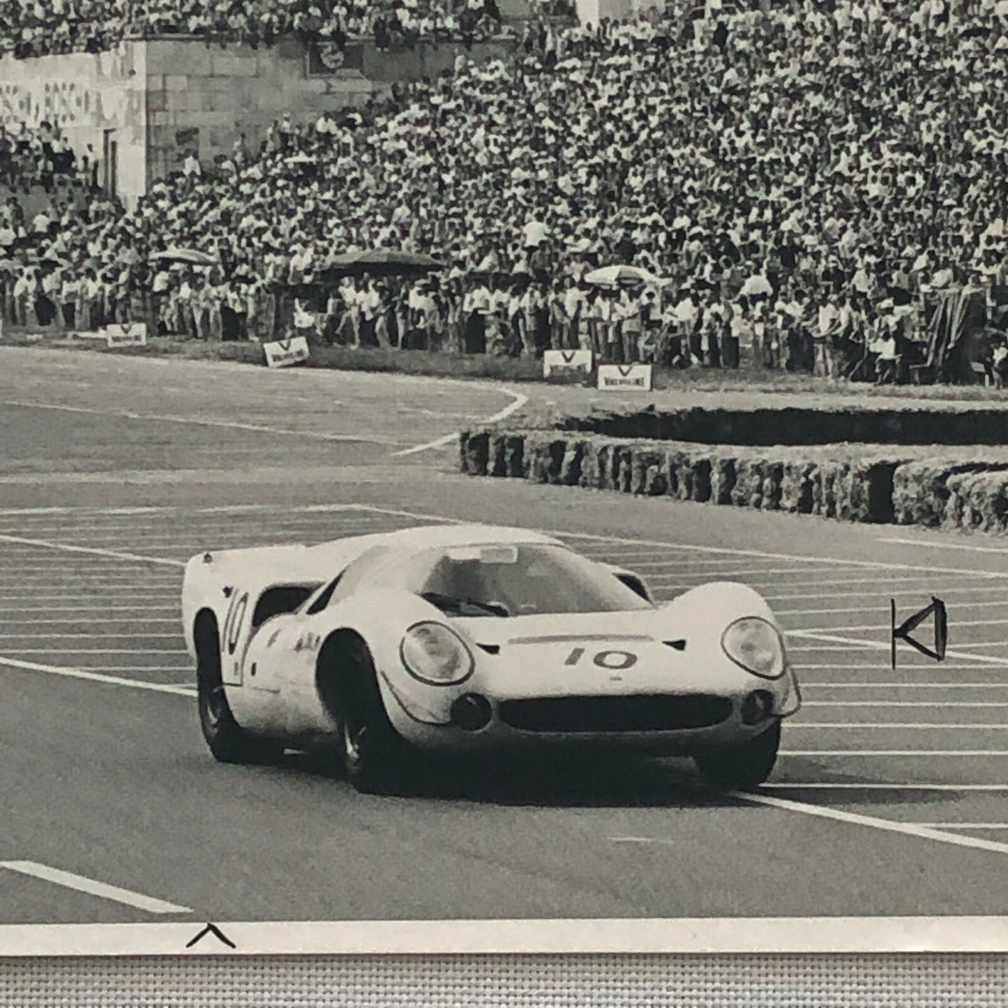 Vintage 1967 Ford GT40 and Lola T70 Racing Photo Photograph Norisring Circuit 