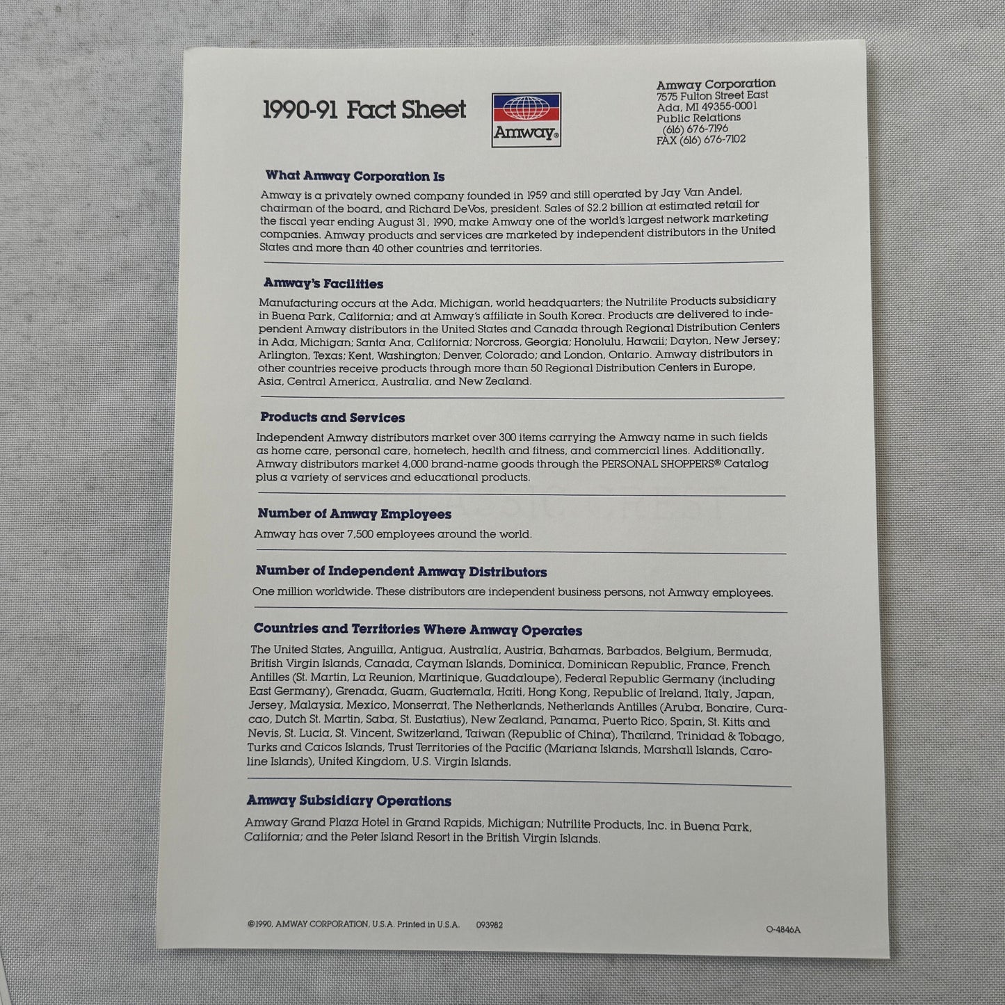 1991 Amway Indy Car Racing Press Kit Brochure Vintage Scott Brayton Driver