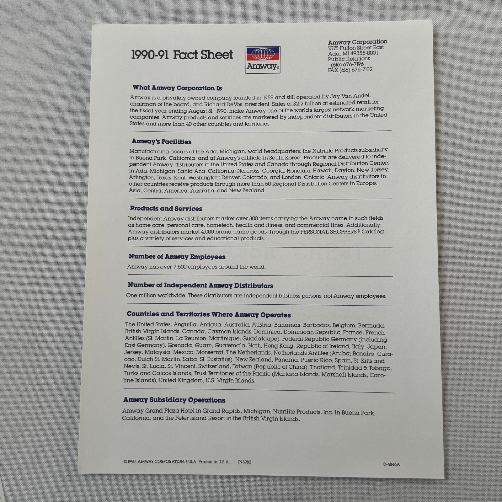 1991 Amway Indy Car Racing Press Kit Brochure Vintage Scott Brayton Driver