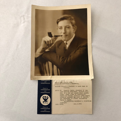 Press Photo Photograph Francis Sayre President Woodrow Wilson Grandson 1934