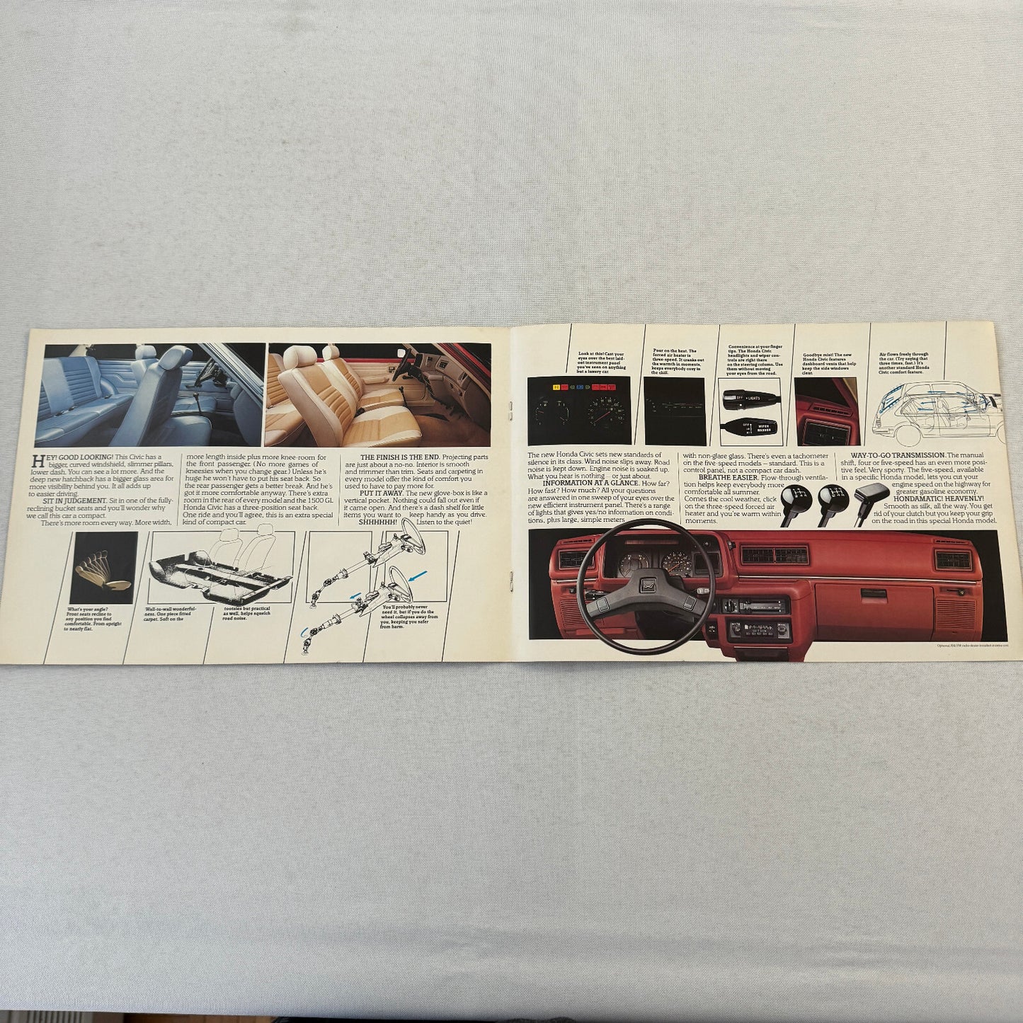 Honda Civic Hatchback and 1500 GL Car Sales Brochure Catalog Canadian 1979 1980