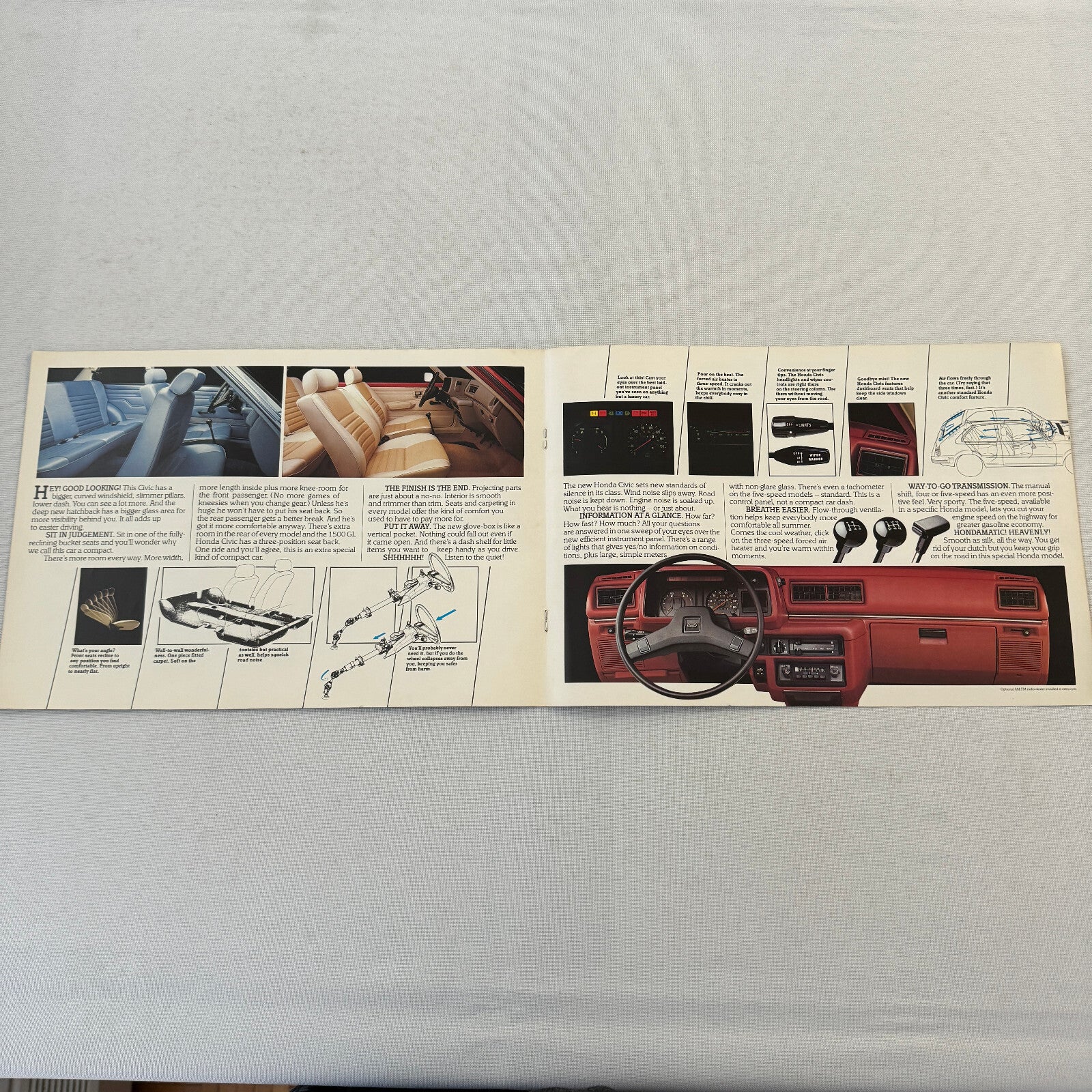 Honda Civic Hatchback and 1500 GL Car Sales Brochure Catalog Canadian 1979 1980