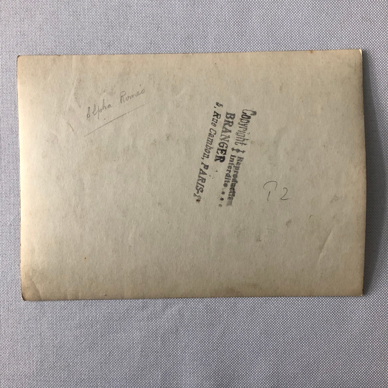 Vintage Racing Photo Photograph Print - Alfa Romeo Branger Photo Paris