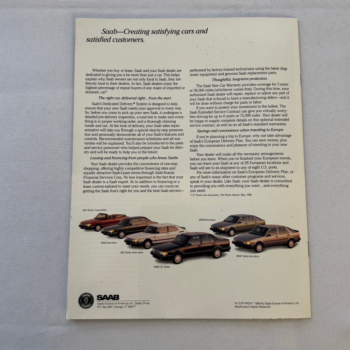 1990 Saab Car Sales Brochure Catalog 900 9000 900 SPG Turbo Convertible