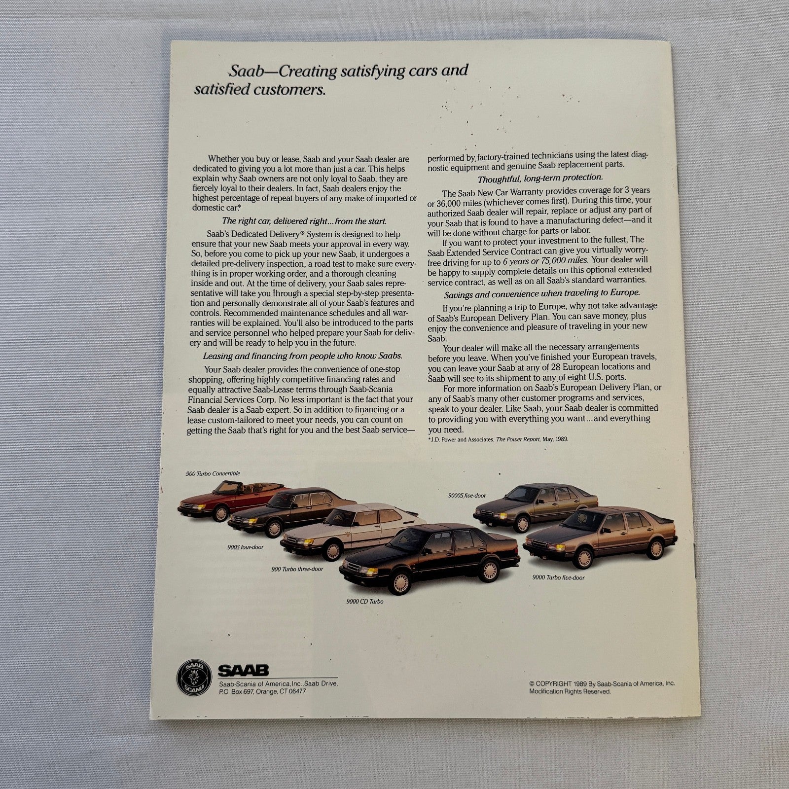 1990 Saab Car Sales Brochure Catalog 900 9000 900 SPG Turbo Convertible