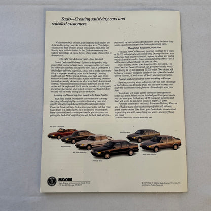 1990 Saab Car Sales Brochure Catalog 900 9000 900 SPG Turbo Convertible