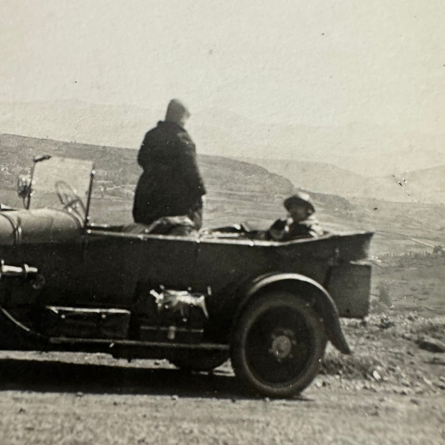 Vintage French Real Photo Postcard Post Card RPPC Automobile People Car