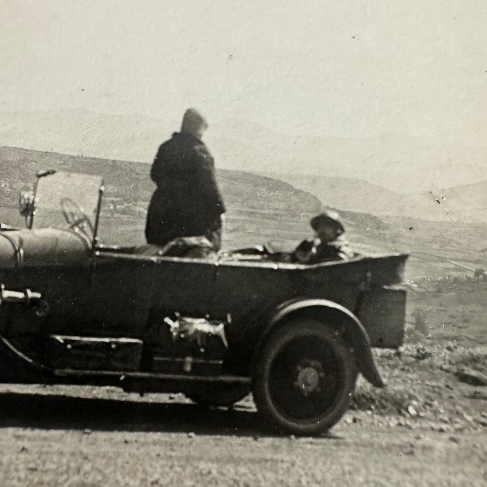 Vintage French Real Photo Postcard Post Card RPPC Automobile People Car