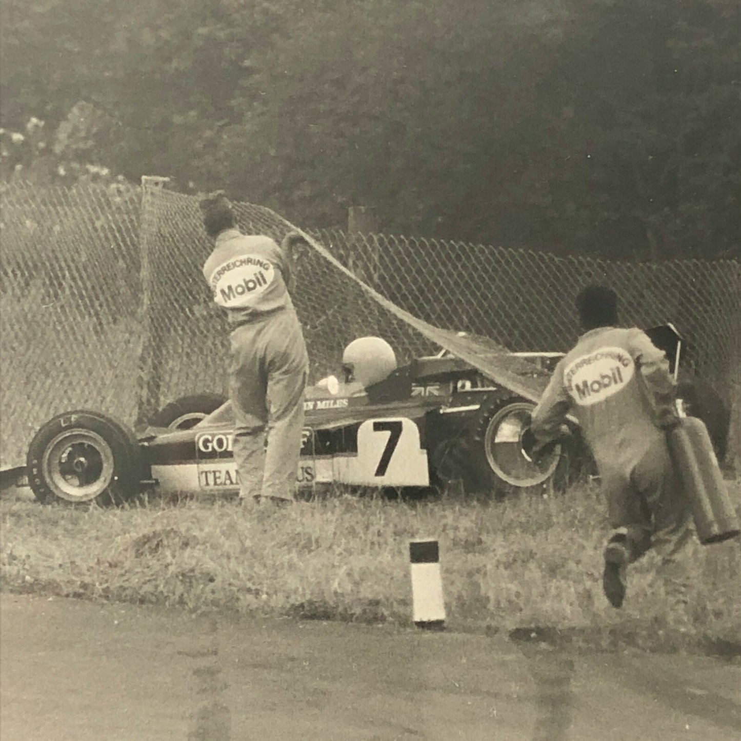 Vintage Racing Car Crash Photo Photograph Image - John Miles Lotus 
