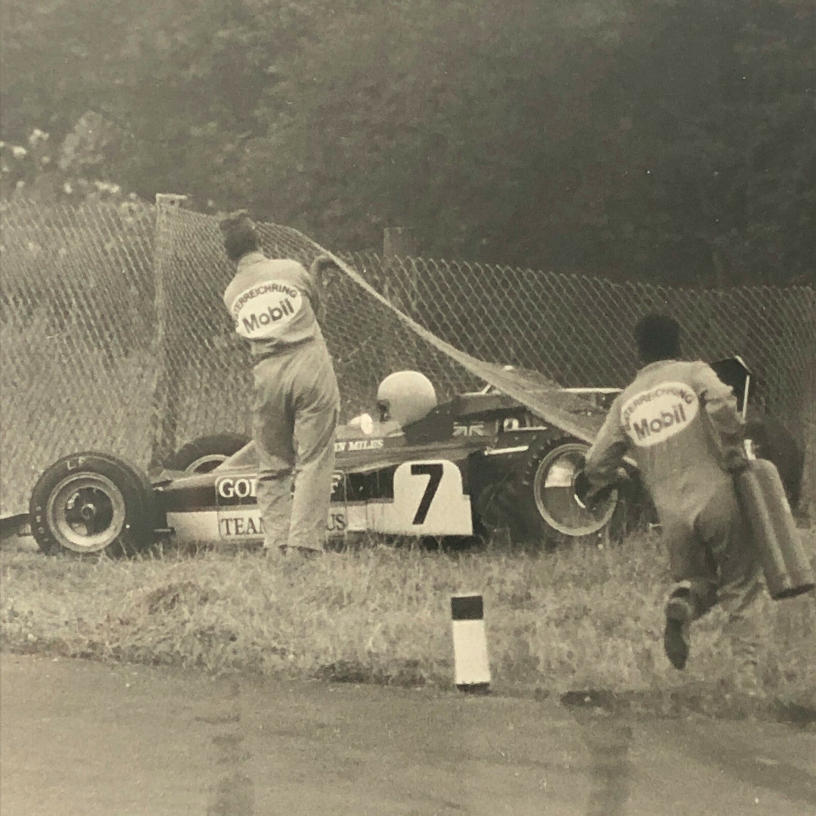 Vintage Racing Car Crash Photo Photograph Image - John Miles Lotus 