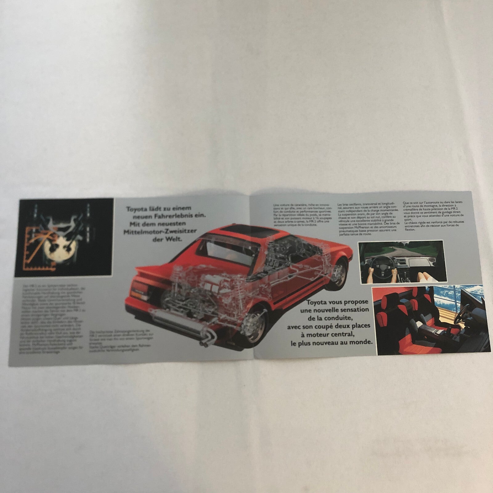 Vintage Toyota MR2 Car Sales Brochure Catalog Advertising German and French Text