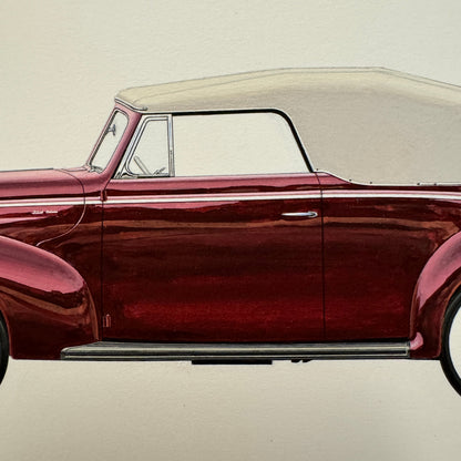 1940 Ford Type 66 Deluxe Convertible Car Illustration Art Drawing Hand Drawn