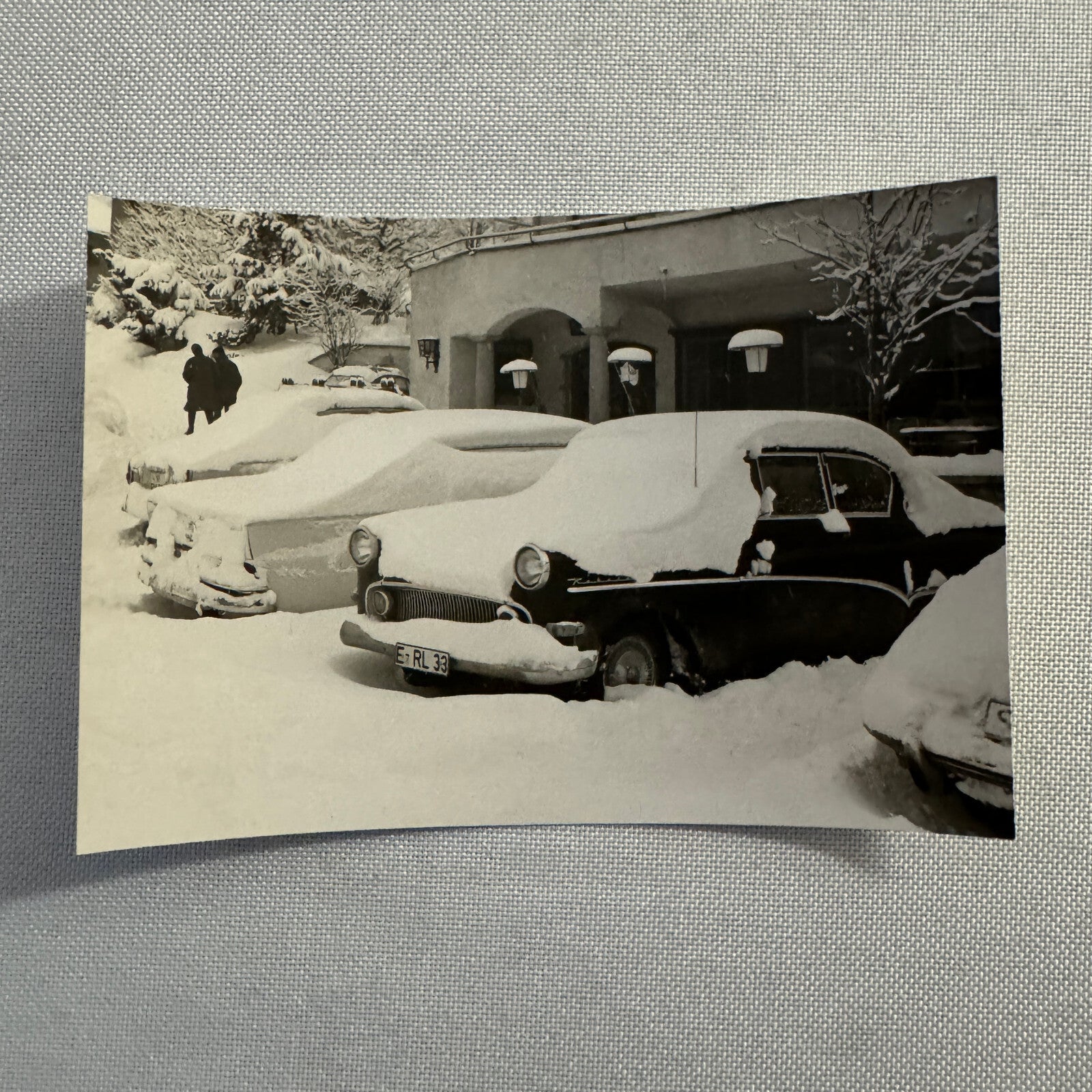 Vintage Cars in Snow Storm Photo Photograph Snapshot