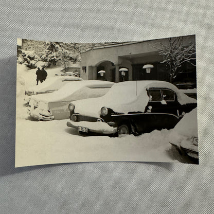 Vintage Cars in Snow Storm Photo Photograph Snapshot