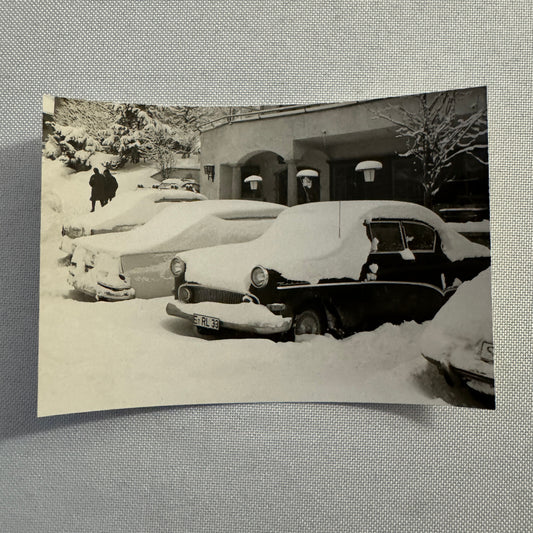 Vintage Cars in Snow Storm Photo Photograph Snapshot