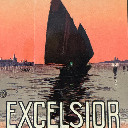 Vintage Travel Luggage Label Excelsior Palace Hotel Venise Lido Italy Italian