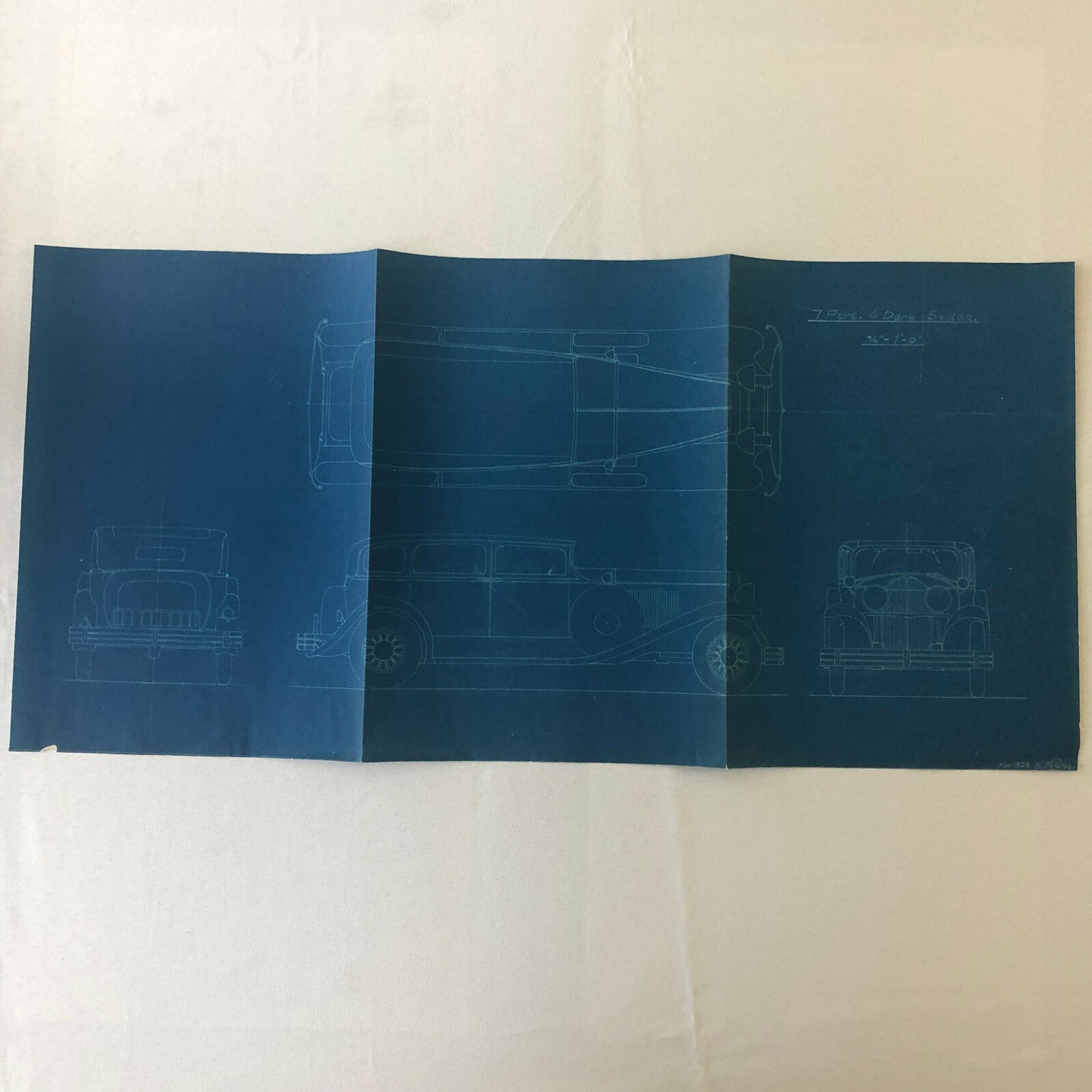 1929 Coachbuilder Car Design Blueprint Rendering Blue Print Sedan Body Style