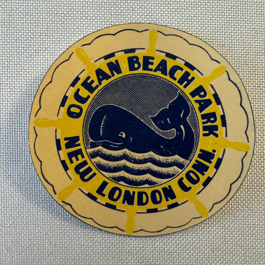Vintage Travel Luggage Label Ocean Beach Park New London Connecticut