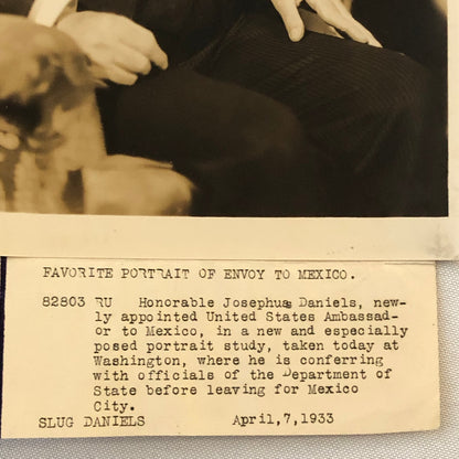 Press Photograph Photo US Ambassador to Mexico 1933 Josephus Daniels Portrait