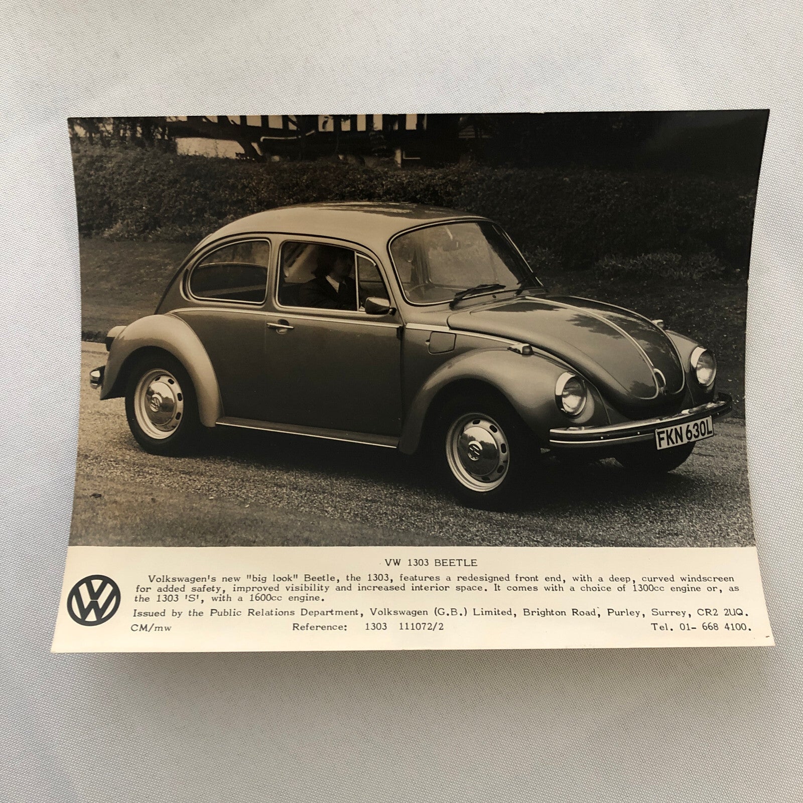 Vintage Volkswagen VW Beetle Factory Press Photo Photograph Print